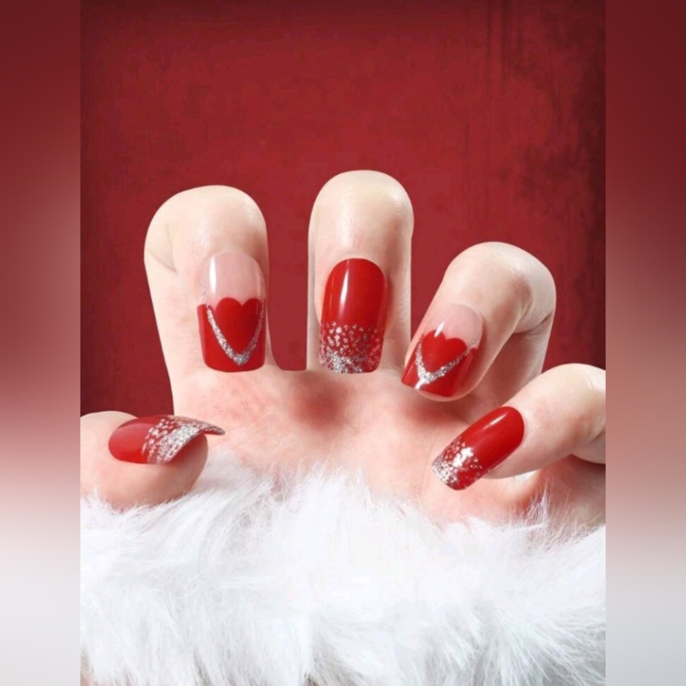 24pc. Long shimmery nail set